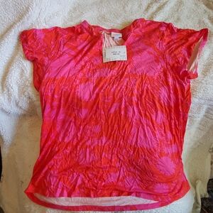 LuLaRoe Vibrant Pink and Red Short Sleeve Tee